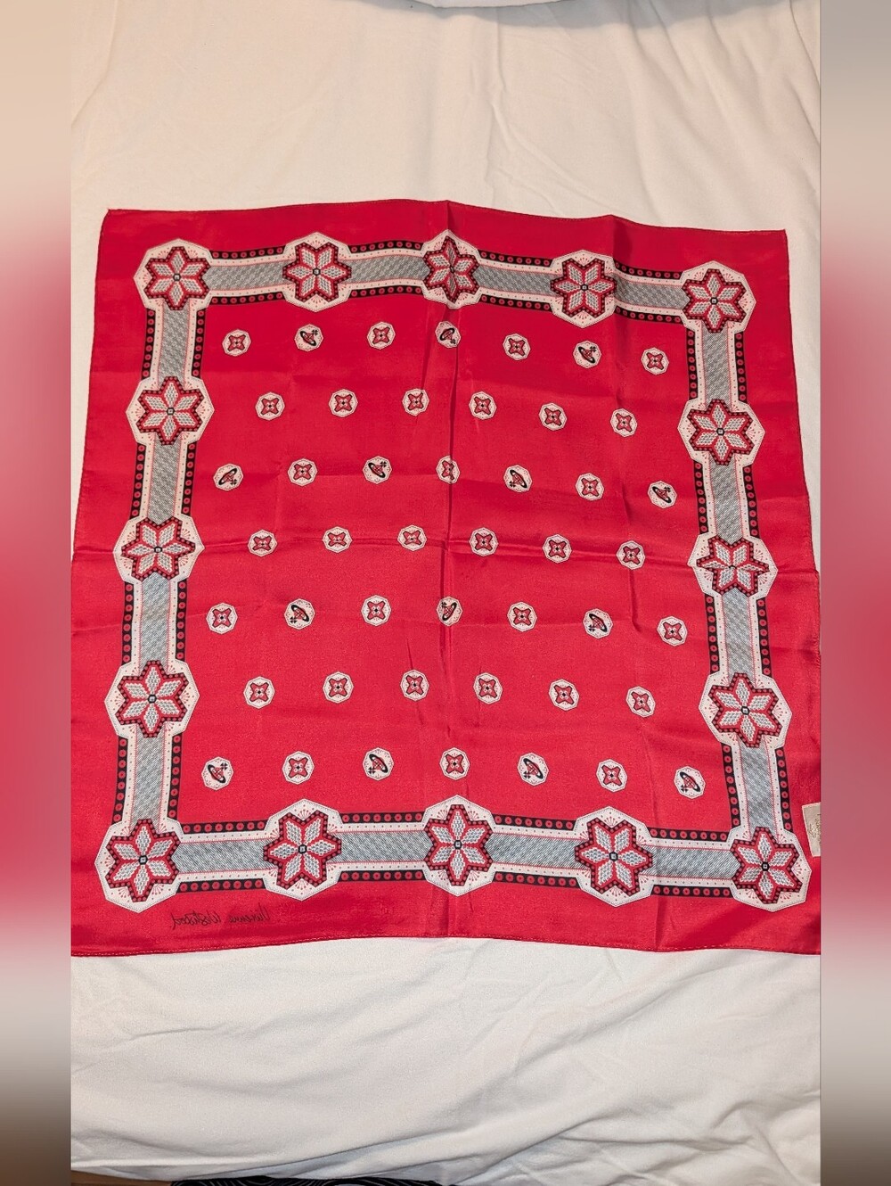 Vivienne Westwood Vintage Silk Scarf 22.5" Red Multi COA NWOT